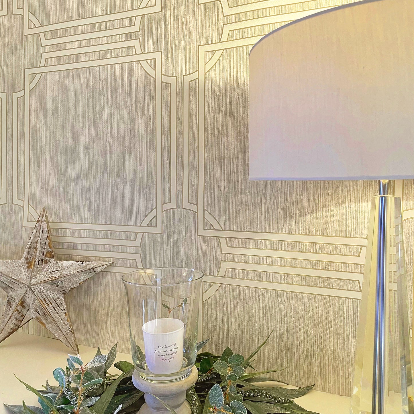 Grasscloth Cream Geometric Wallpaper by Belgravia Décor