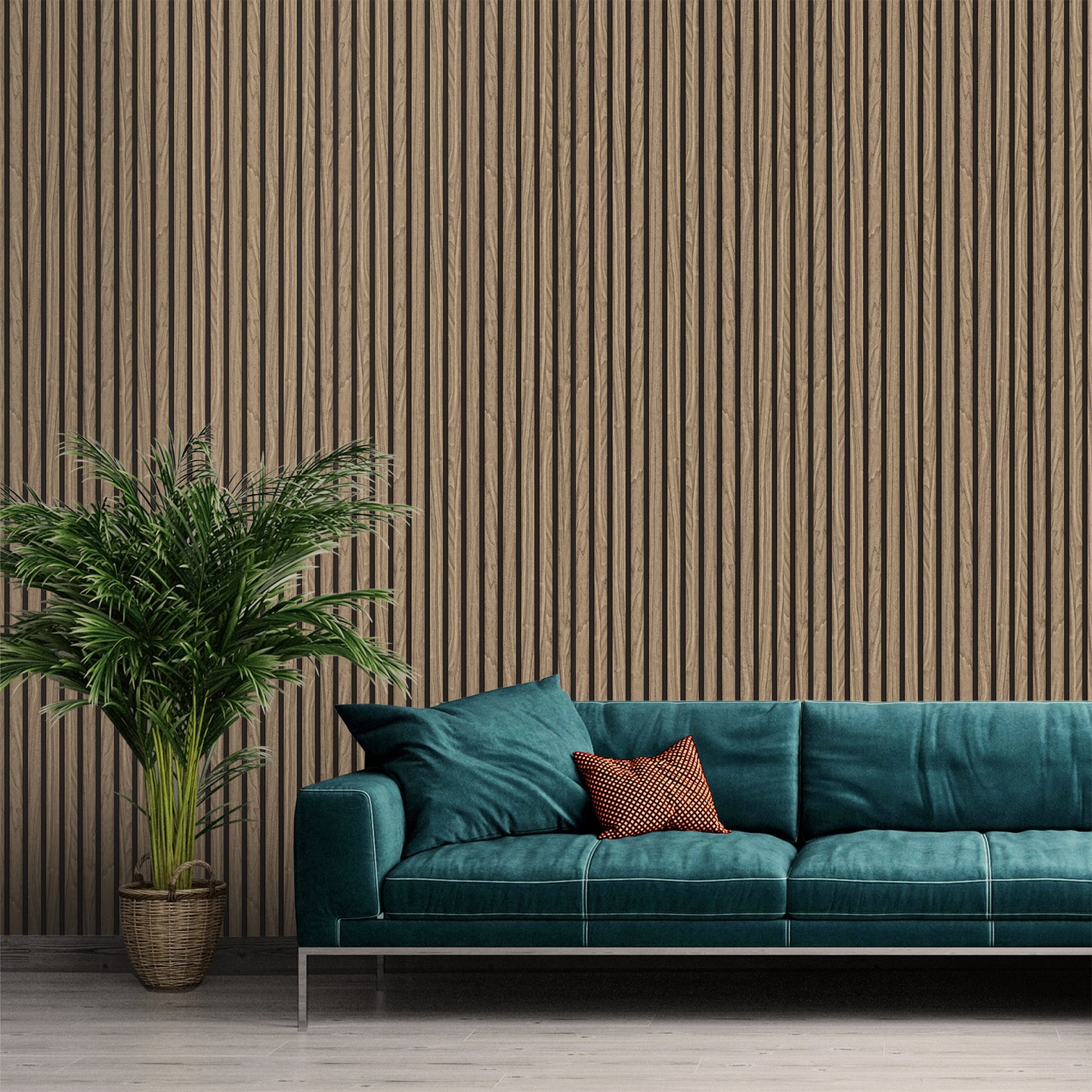 Wood Slat Walnut Wallpaper by Belgravia Decor