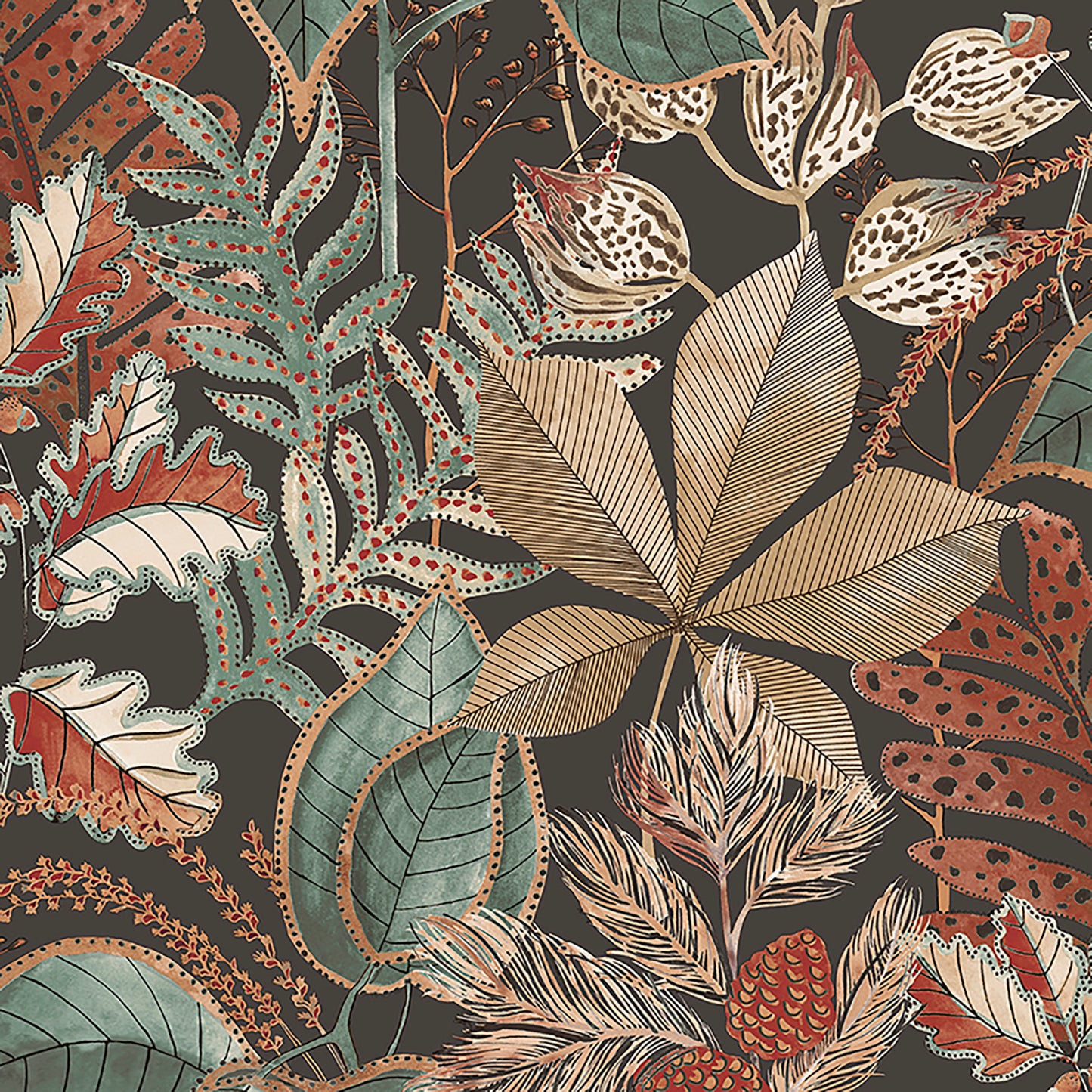 Eden Leaf Charcoal Wallpaper by Belgravia Decor