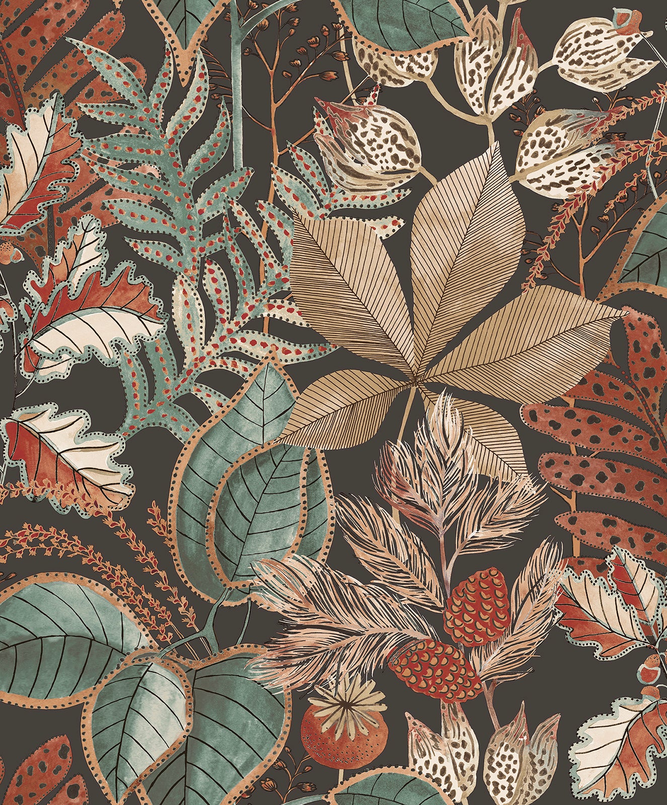 Eden Leaf Charcoal Wallpaper by Belgravia Decor