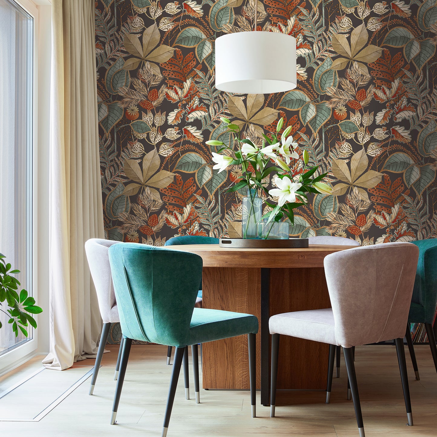 Eden Leaf Charcoal Wallpaper by Belgravia Decor