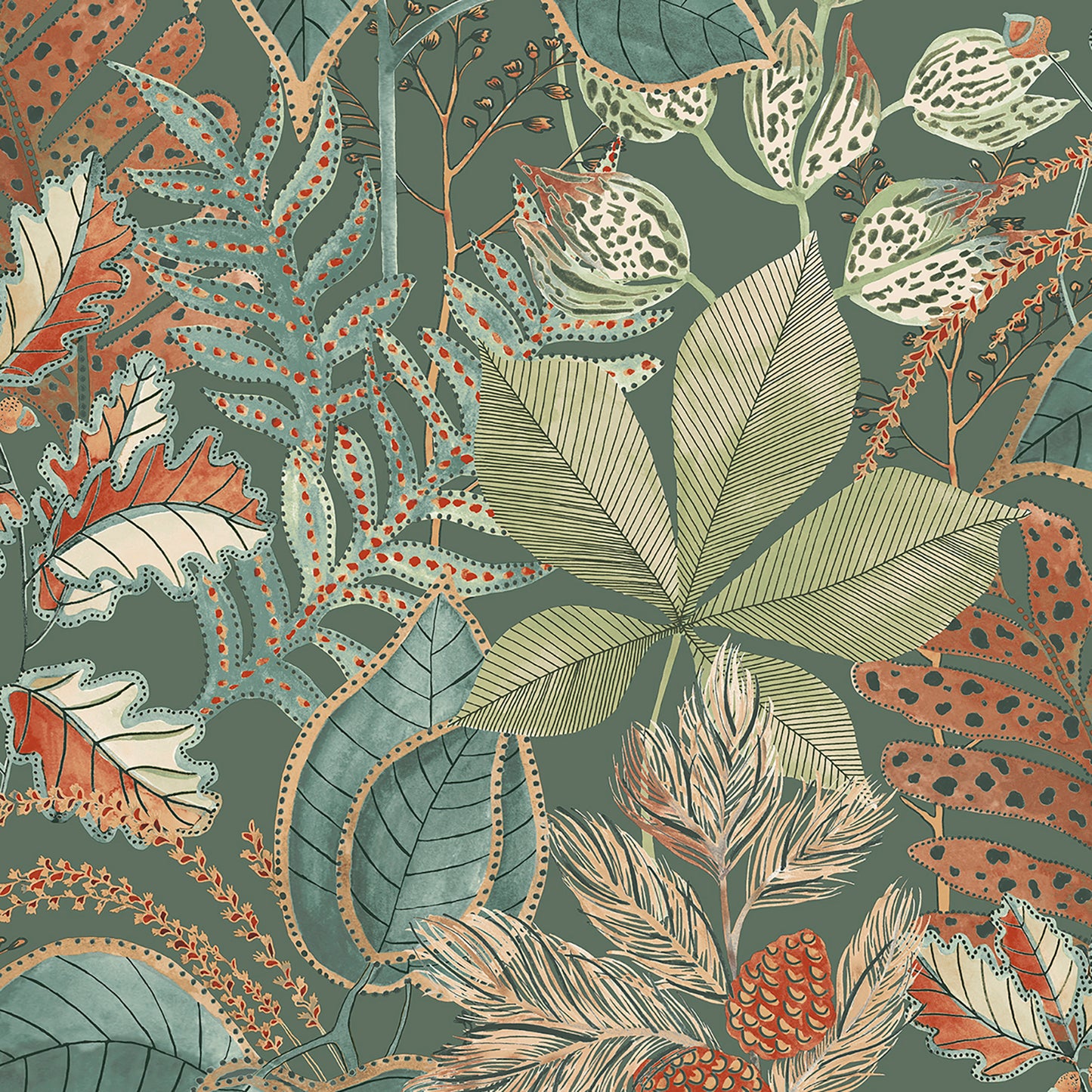 Eden Leaf Green Wallpaper by Belgravia Decor