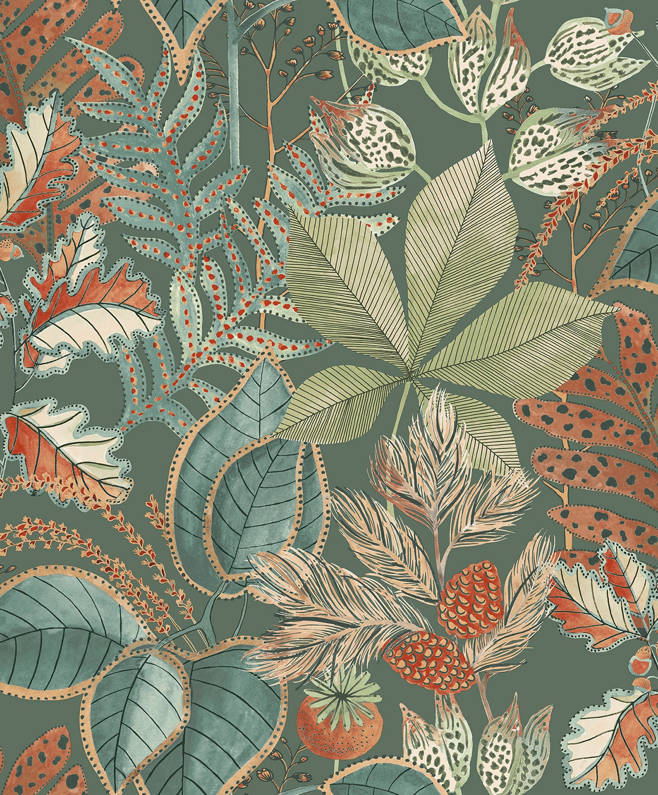 Eden Leaf Green Wallpaper by Belgravia Decor