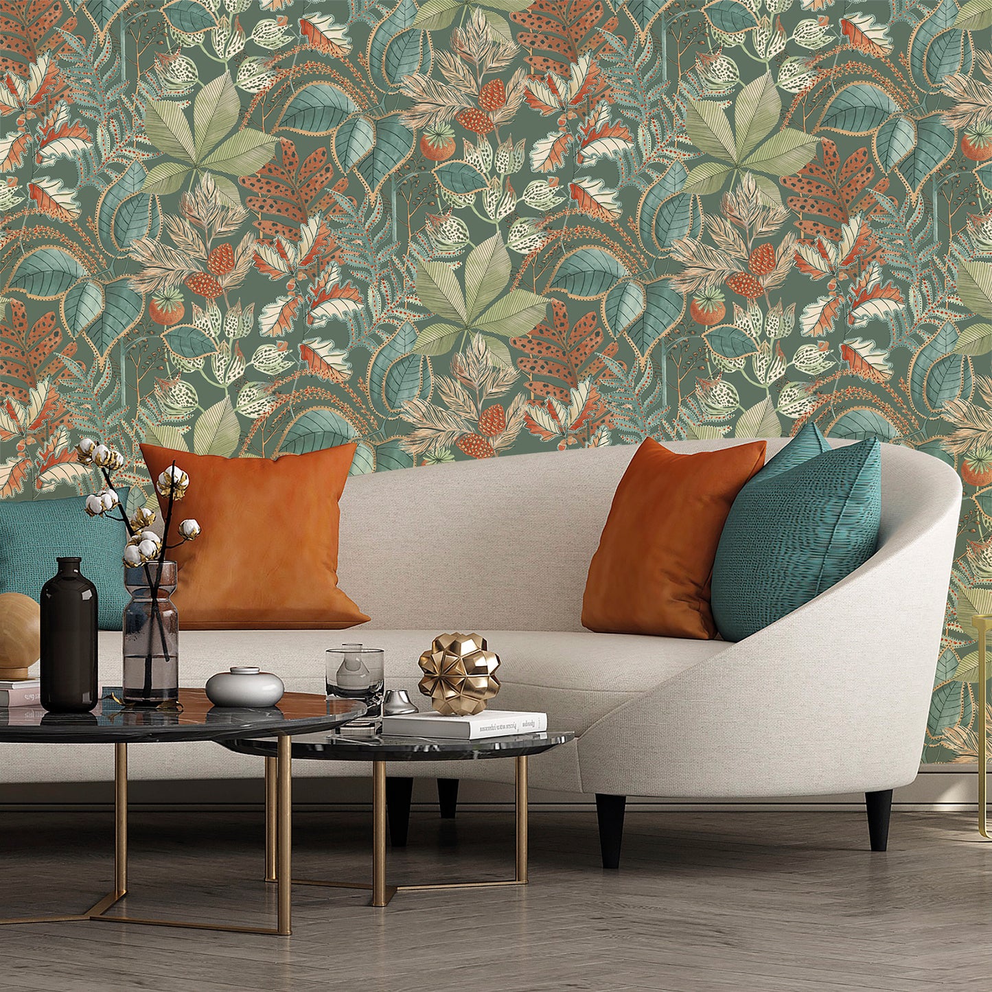 Eden Leaf Green Wallpaper by Belgravia Decor