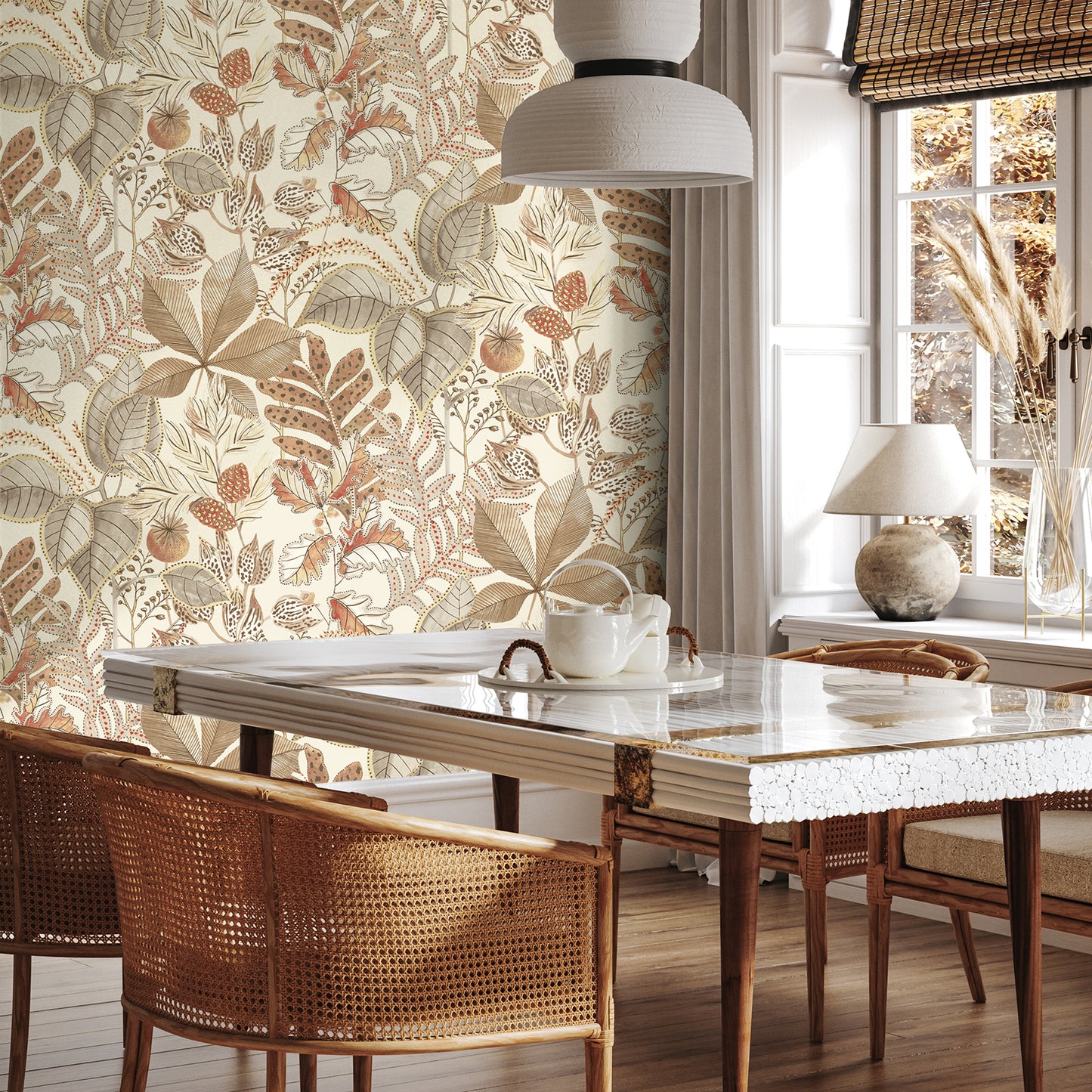 Eden Leaf Natural Wallpaper by Belgravia Decor