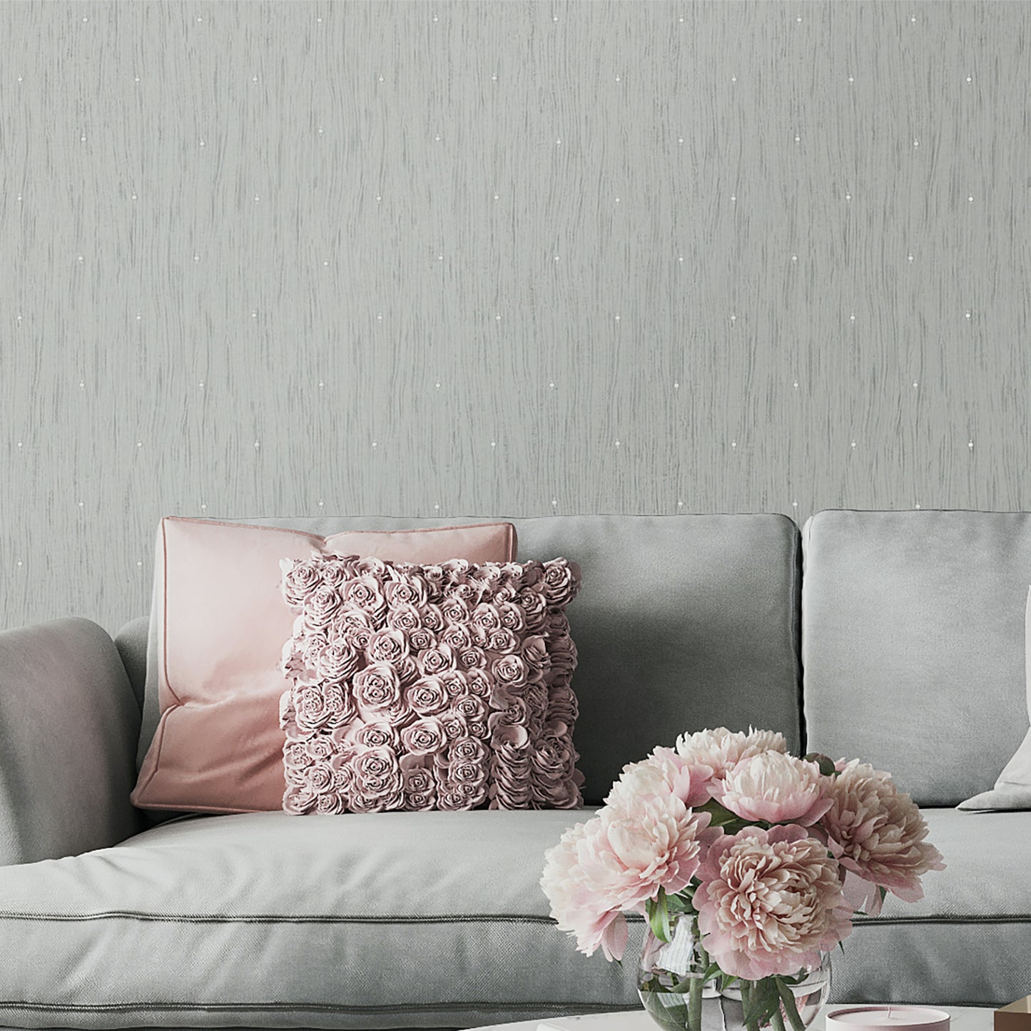 Tiffany Pearl Soft Silver Wallpaper by Belgravia Décor