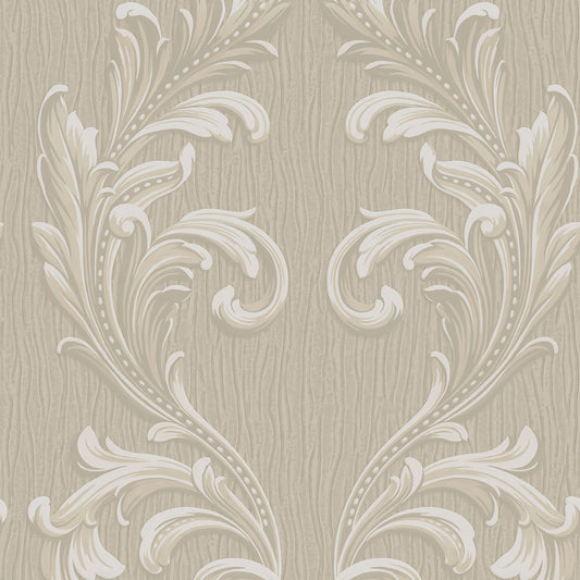 Tiffany Scroll Beige Texture Wallpaper by Belgravia Decor