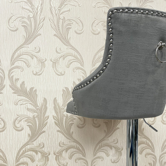 Tiffany Scroll Silver Texture Wallpaper by Belgravia Decor