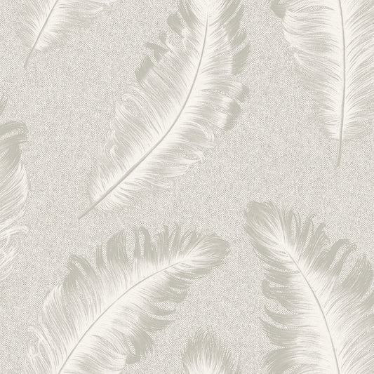 Ciara Soft Silver Glitter Feather Wallpaper by Belgravia Decor