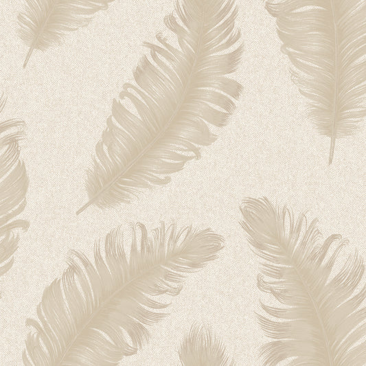 Ciara Cream/Soft Beige Glitter Feather Wallpaper by Belgravia Decor