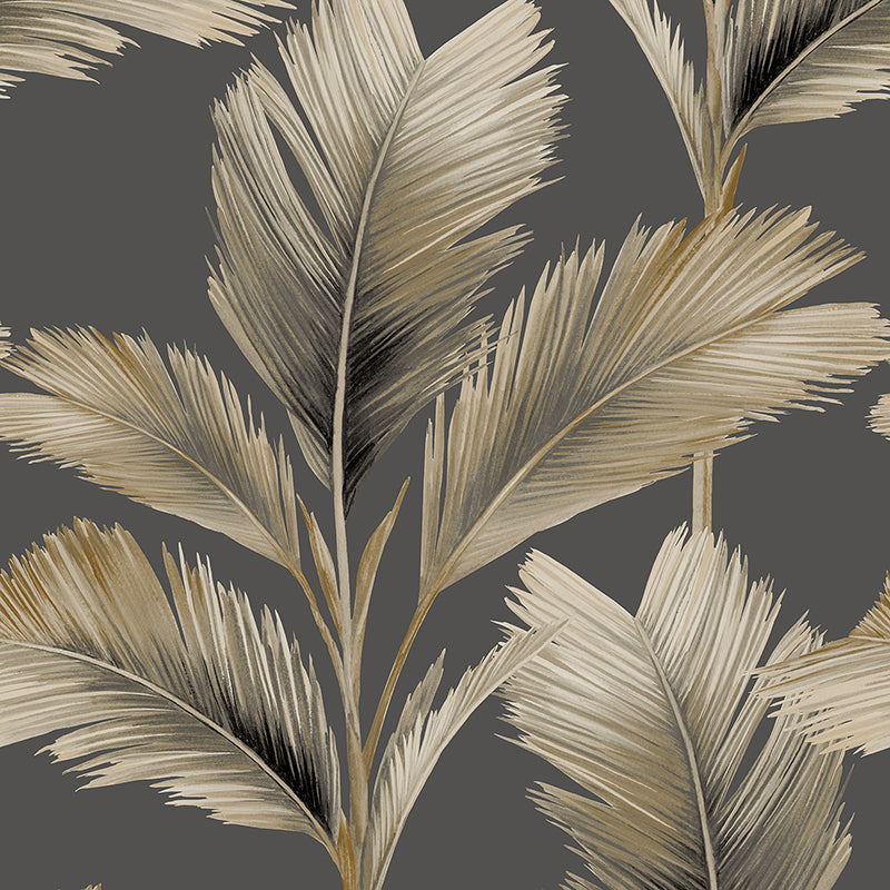 Kailani Leaf Charcoal/Natural Wallpaper by Belgravia Décor