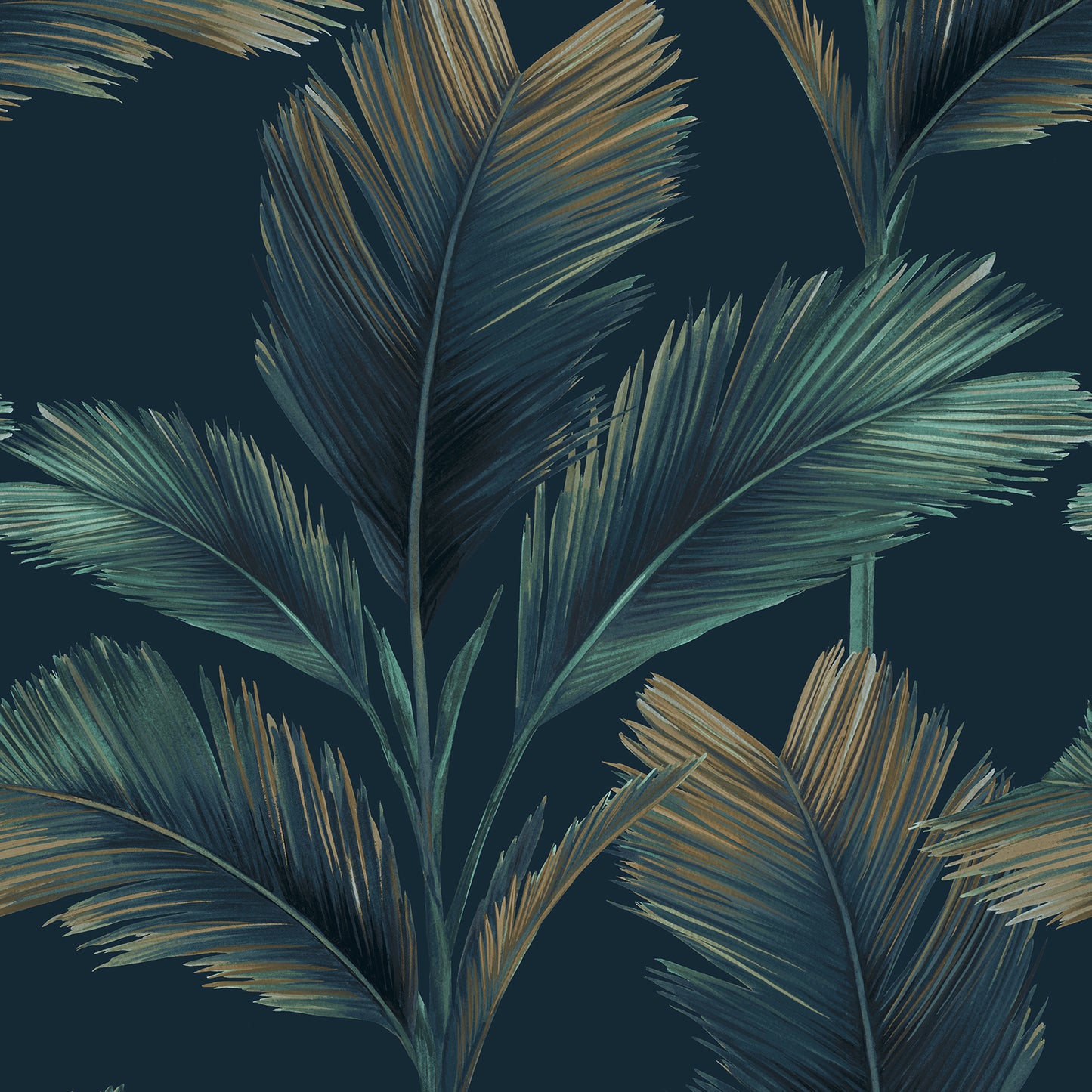 Kailani Leaf Dark Blue Wallpaper by Belgravia Décor