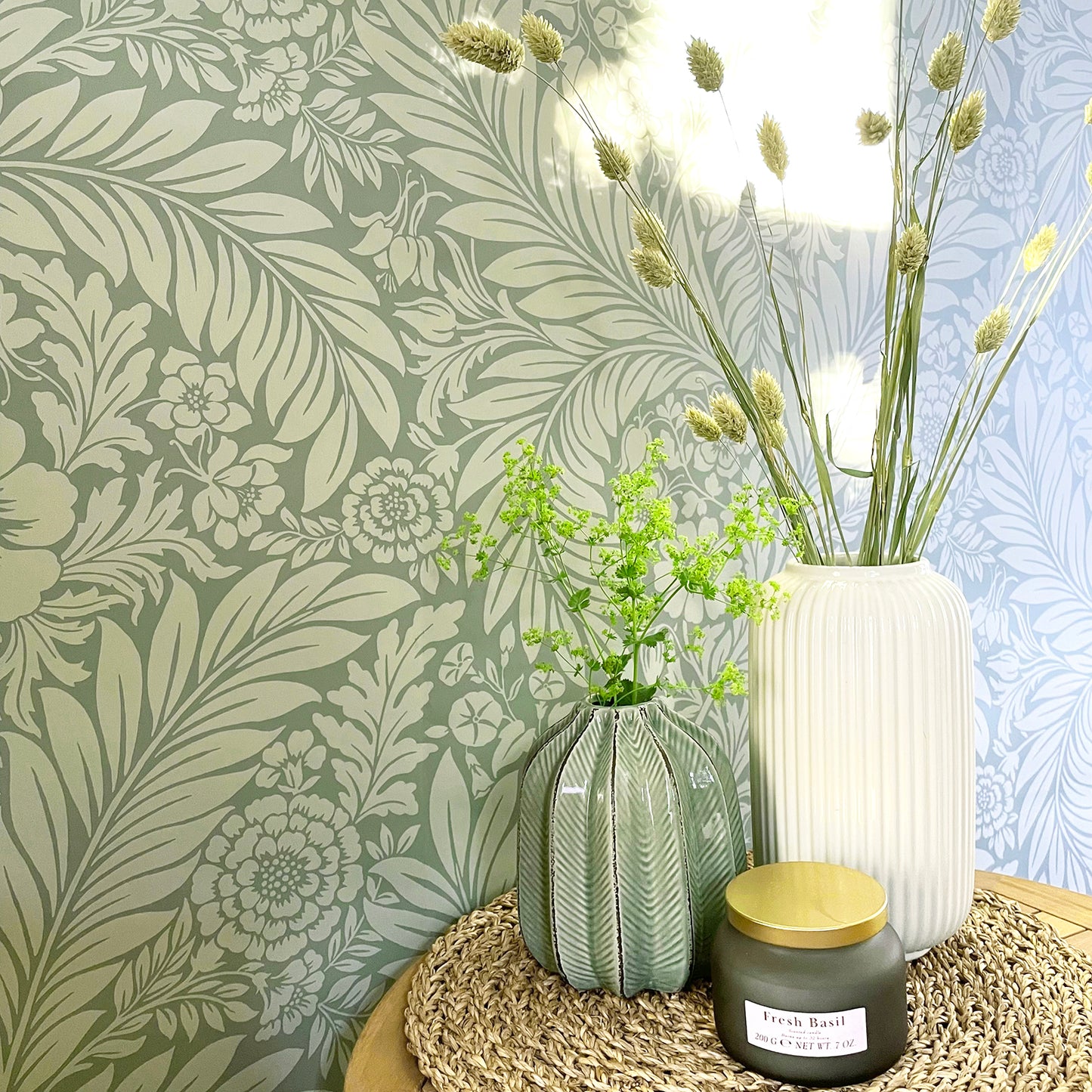 Florence Leaf Green Wallpaper by Belgravia Decor