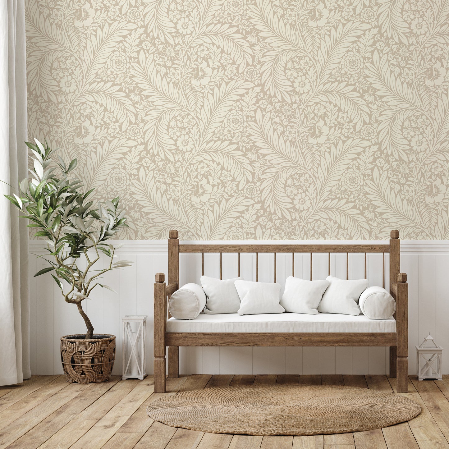 Florence Leaf Natural Wallpaper by Belgravia Decor